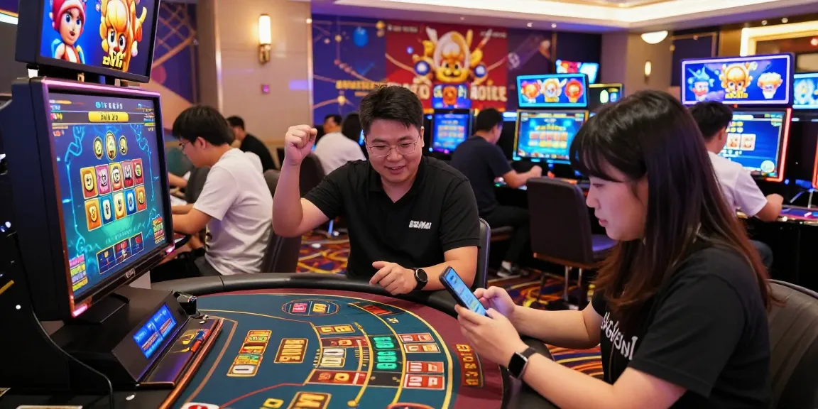 Exciting gaming atmosphere at https://gemwin.pics/ with players enjoying Tài Xỉu and nổ hũ, celebrating wins.