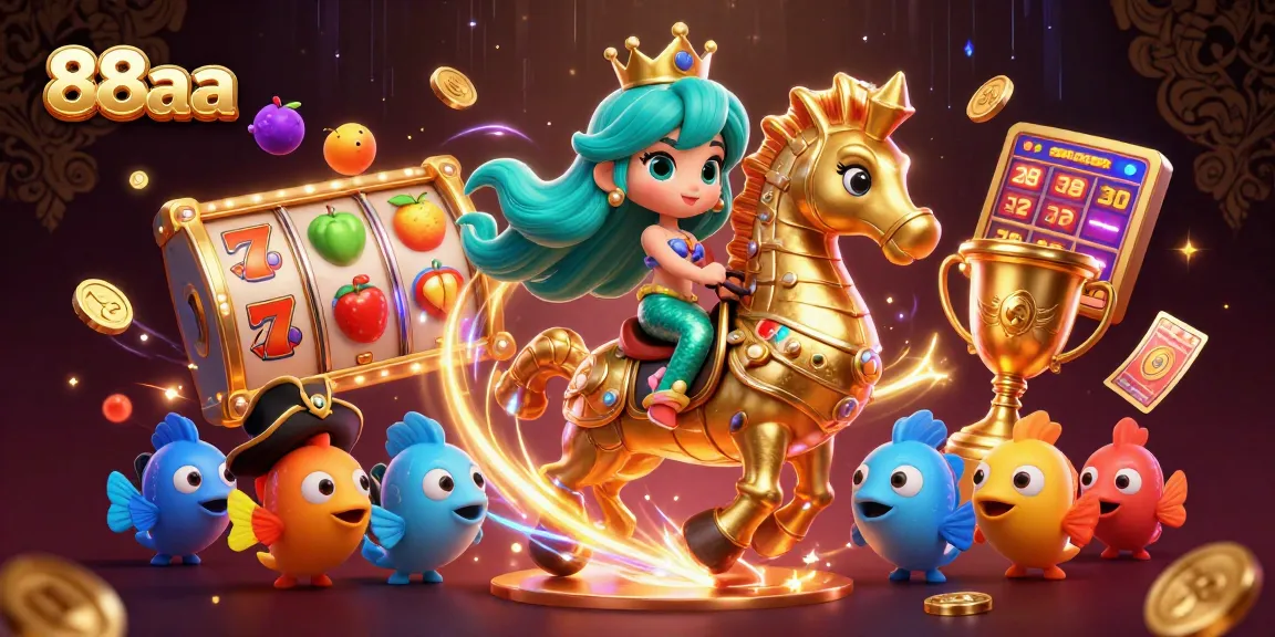 Experience thrilling gameplay at 88aa with a vibrant mermaid princess and casino elements.