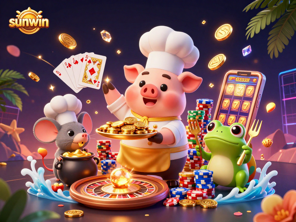 Experience the excitement of sunwin with gourmet gold coins and dynamic casino elements.