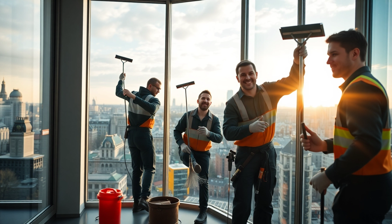 Fensterreinigung Berlin mit professionellem Team in modernem Ambiente und hellen Fenstern.
