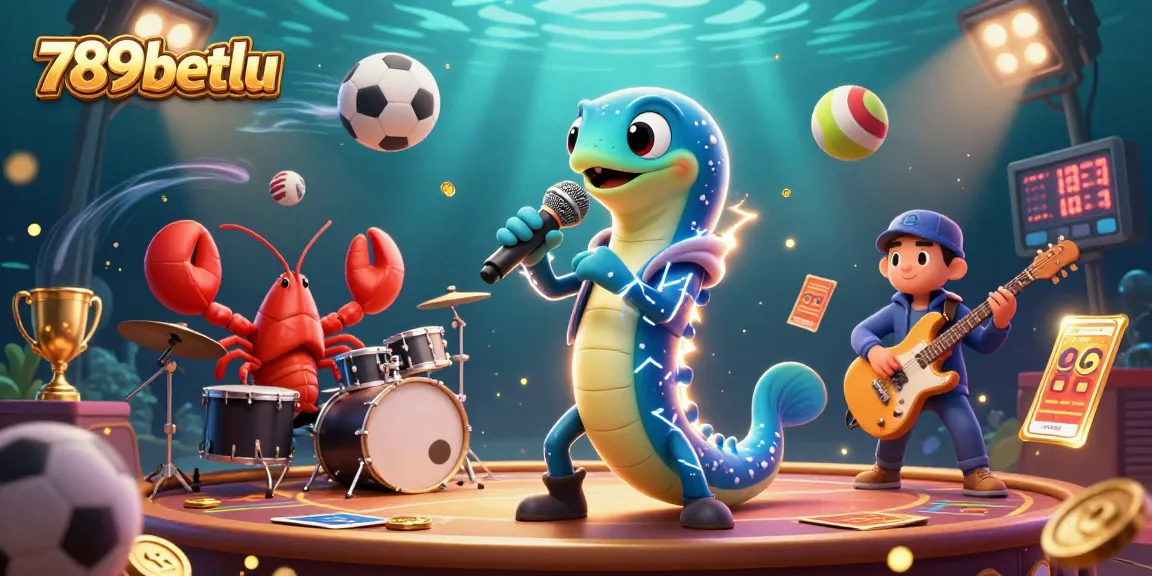 Experience the excitement of 789betlu through this vibrant underwater casino scene featuring an electric eel DJ.