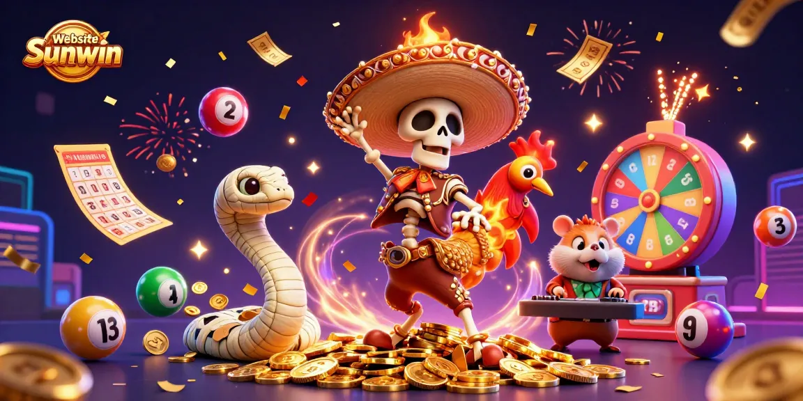 Experience exciting gaming moments at Website Sunwin with festive characters and vibrant casino elements.