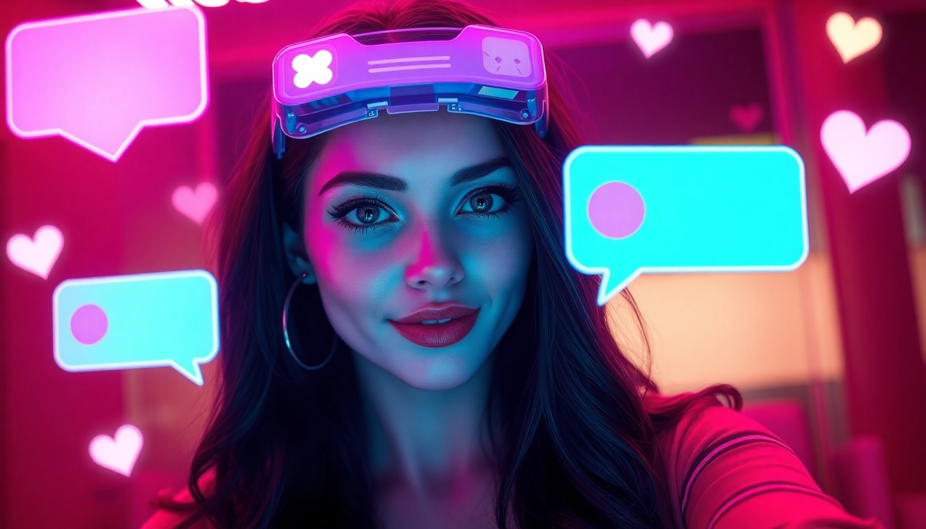 Engaging NSFW chat interface featuring colorful AI character interactions and playful elements.