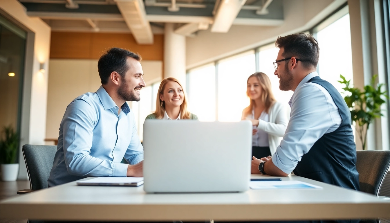 Interaktion mit Headhunter Schweiz im modernen Büro, lebensnahe Karriereberatung.