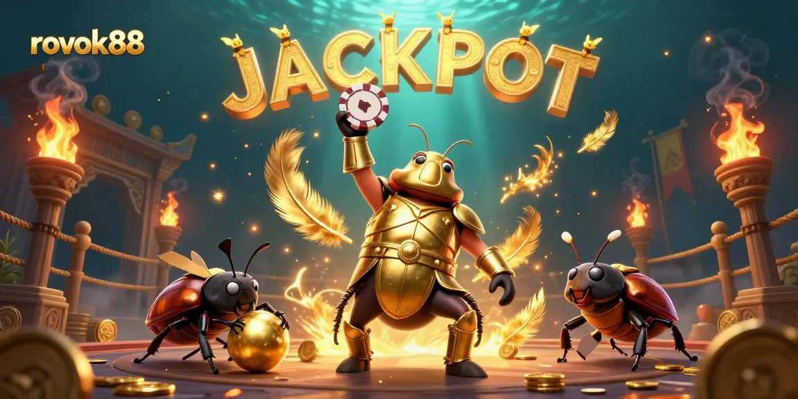 rokok88 players celebrating a win with colorful casino elements in a dynamic scene